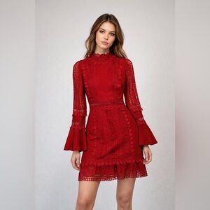 PatBo Guipure Lace Fringe Mini Dress Cocktail Party Romantic Feminine Size 2